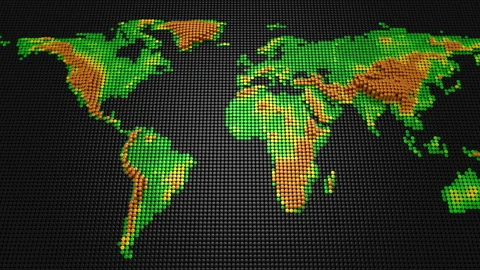 Cylinders Formed A Relief Map Of The Earth Stock Footage 85844315