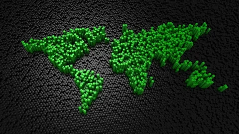 Cylinders Formed A World Map Stock Footage 88431213