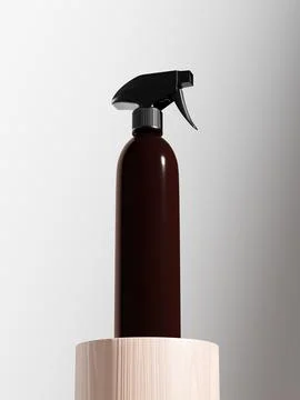 Cylindrical atomizer bottle mockup, Slim Trigger spray bottle mockup Stock Illustration