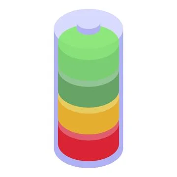 Cylindrical battery showing different charge levels with color codes Stockillustratie