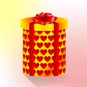 Cylindrical box with hearts Stock Illustration