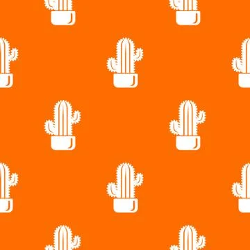 Cylindrical cactus pattern vector orange イラスト素材