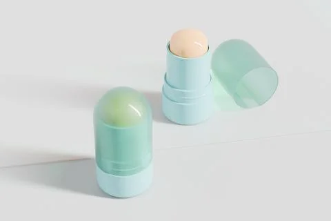 Cylindrical cheek blush Stick packaging mockup Stock Illustration