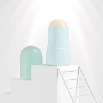 Cylindrical cheek blush Stick packaging mockup Stock Illustration