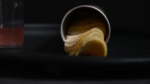 Cylindrical chip container lying on a surface Video stock 336917412