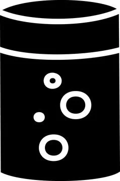 Cylindrical container jar with liquid and rising bubbles icon 스톡 일러스트