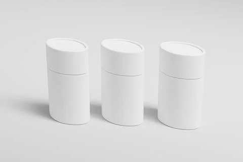 Cylindrical cosmetic paper box container mockup, oval paper tube packaging Stock Illustration