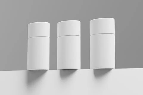 Cylindrical cosmetic paper box container mockup, oval paper tube packaging Stock Illustration