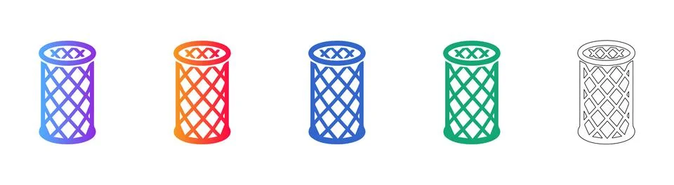 Cylindrical Diamond Grid Icon Set Stock Illustration