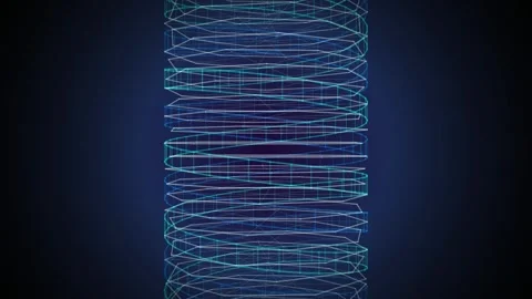 Cylindrical double helix wireframe rotating seamless loop background Vídeo Stock 344799293
