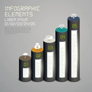 Cylindrical flow chart infographic elements Stock Illustration