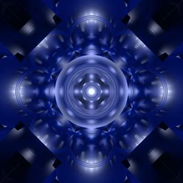 Cylindrical illustration of futuristic single pattern tile in dark blue color Stock Illustration