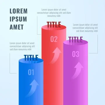 Cylindrical Infographic Template 3 Step Process Flow Stock Illustration