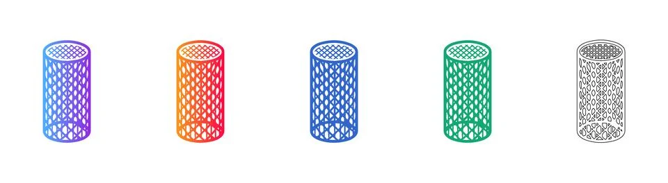 Cylindrical Mesh Grid Icon Set イラスト素材