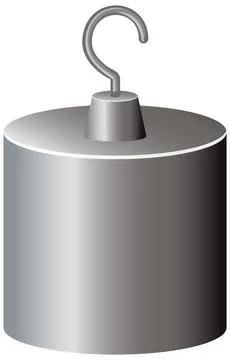 Cylindrical Metal Calibration Weight with Hook for Science Experiments Stock Illustration