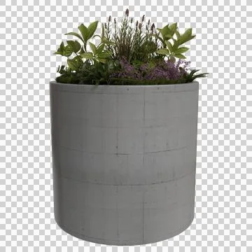 A cylindrical planter, light grey with subtle texture Stock Photos
