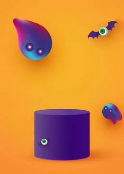 A cylindrical podium or plinth on a minimum stage area. Mockup studio for Stock Illustration