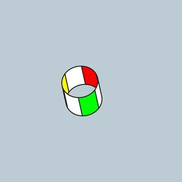 Cylindrical ring with red white green and yellow segments Stock Illustration