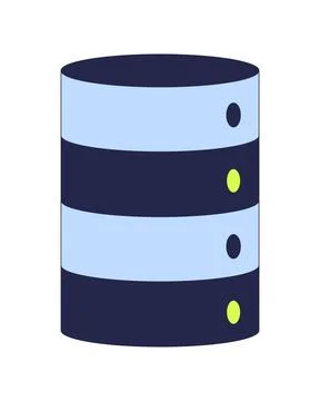 Cylindrical server with indicator lights 2D cartoon object Stock Illustration