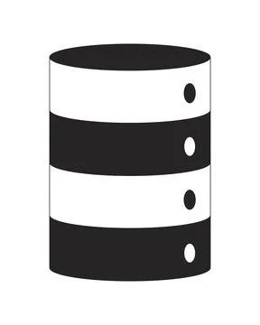 Cylindrical server with indicator lights 2D line object Stock Illustration