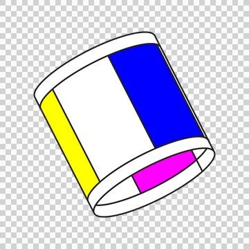 Cylindrical shape with colorful vertical stripes Stock Illustration