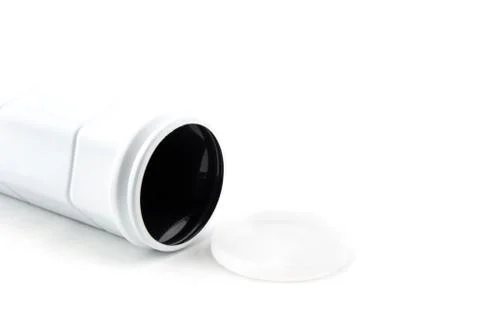Cylindrical shape plastic container on white background 写真素材