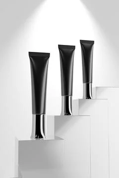 Cylindrical shape skincare lotion packaging, black tube packging mockup Stock Illustration