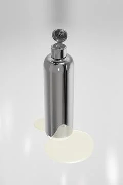 Cylindrical shape squeeze bottle with metallic finish Stock Illustration