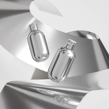 Cylindrical shape squeeze bottle with metallic finish Stock Illustration