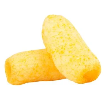 Cylindrical shaped crispy snack on white background Stock Photos