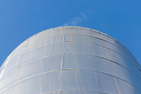 Cylindrical Silo Section Against Blue Sky Stock Photos