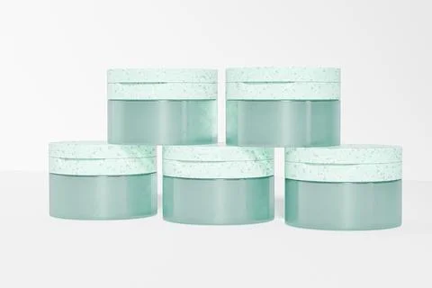 Cylindrical skincare packaging with flip top lid mockup Stock Illustration