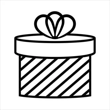 Cylindrical striped gift box. a black outline on a white background. flat design Stock Illustration