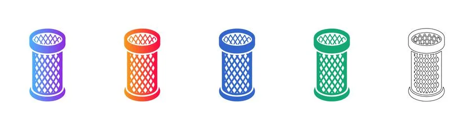 Cylindrical Texture Grid Icon Set Stock Illustration
