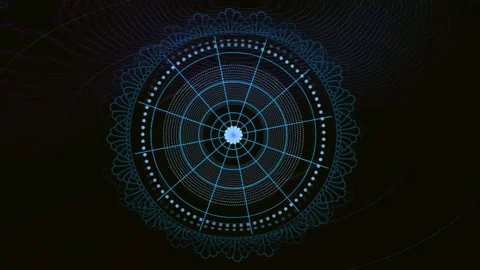 Cymatics water blue glow loop Video stock 334985751