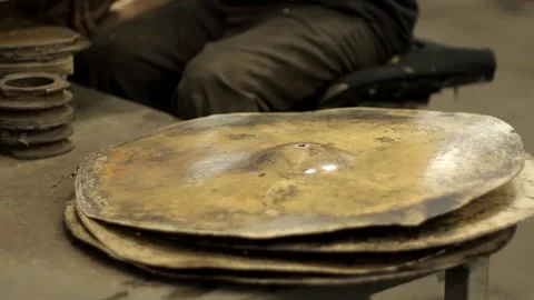 Cymbal making close up Video stock 237623611