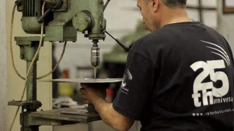 Cymbal worker making cymbal Stock Footage 237623390