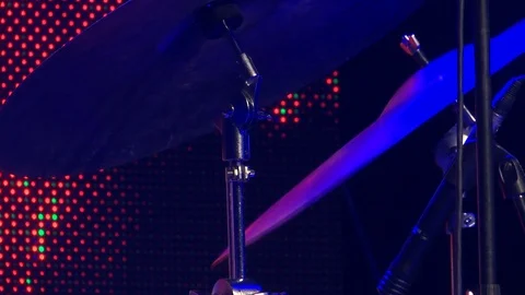 Cymbals on Stage during a Show Stock Footage 90870503