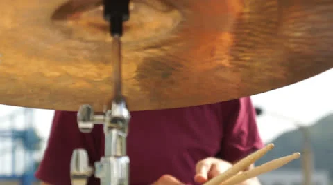 Cymbals with Water in Slow Mo Video stock 26134816