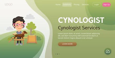 Cynologist Services Website Template Stock Illustration