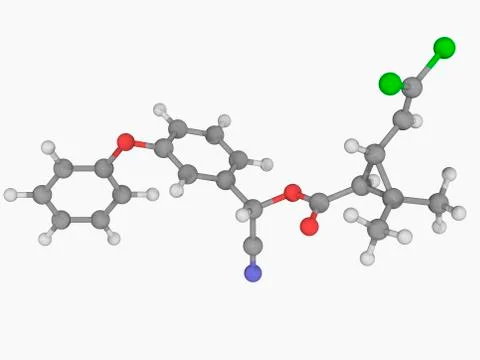Cypermethrin insecticide molecule Stock Illustration