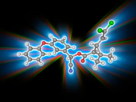 Cypermethrin insecticide molecule Illustrazione stock