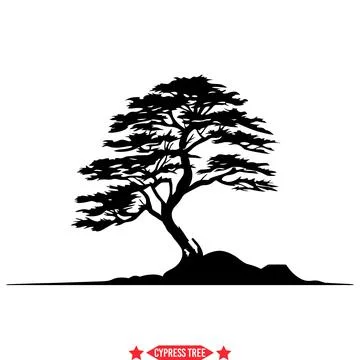 Cypress Tree Silhouette Bundle Elegant Nature Graphics for Creative Projects Stock Illustration