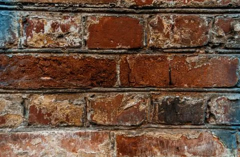 Cypress wall texture pattern red cypress blocks, close-up, old dilapidated wall. Stock Photos