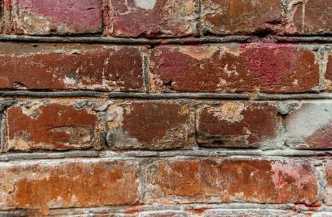 Cypress wall texture pattern red cypress blocks, close-up, old dilapidated wall. Stock Photos