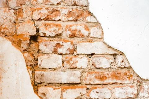 Cypress wall texture pattern red cypress blocks, close-up, old dilapidated wall. Stock Photos