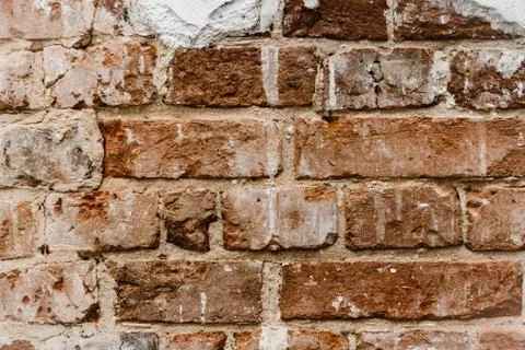 Cypress wall texture pattern red cypress blocks, close-up, old dilapidated wall. Stock Photos