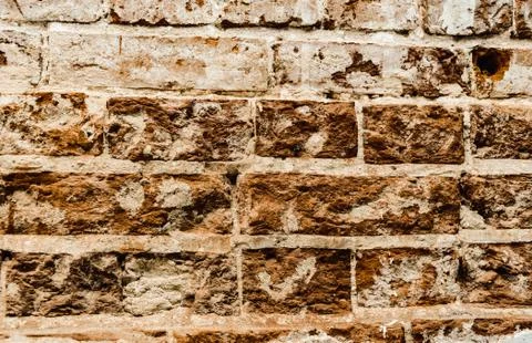Cypress wall texture pattern red cypress blocks, close-up, old dilapidated wall. Stock Photos