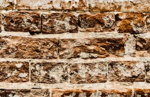 Cypress wall texture pattern red cypress blocks, close-up, old dilapidated wall. Stock Photos