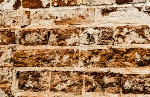 Cypress wall texture pattern red cypress blocks, close-up, old dilapidated wall. Foto stock